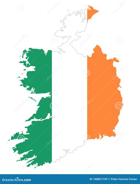 Republic of Ireland Flag in Country Silhouette Stock Vector ...