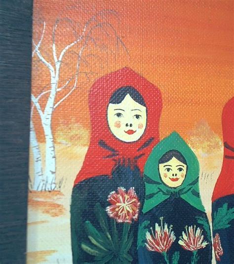 Matryoshka Babushka Russian Nesting Dolls Oil Folk Art Painting framed - Folk Art & Indigenous Art