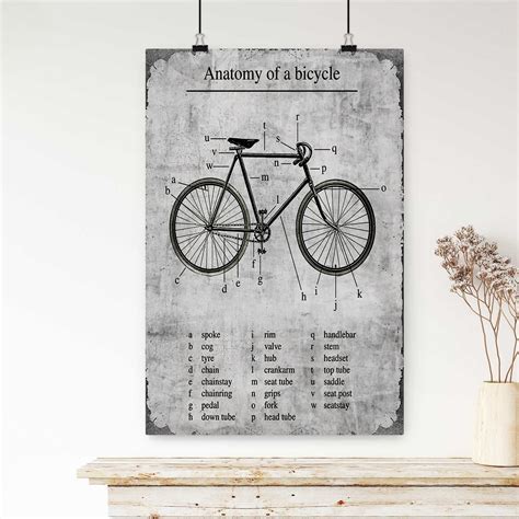 Cycling Poster & Canvas, Cycling Anatomy Of A Bicycle Wall Art, Home D ...