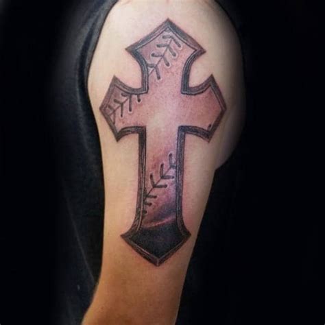 20 Baseball Cross Tattoo Designs For Men - Religious Ink Ideas