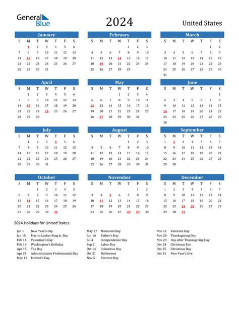 National Holidays Calendar 2024 - 2024 Calendar Printable