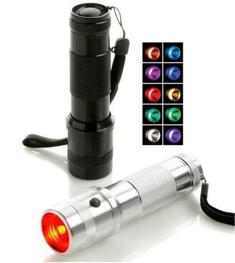 2pcs/lot Rainbow RGB Flashlight Colorshine LED Changing Color Light 3W Aluminium Alloy Edison ...