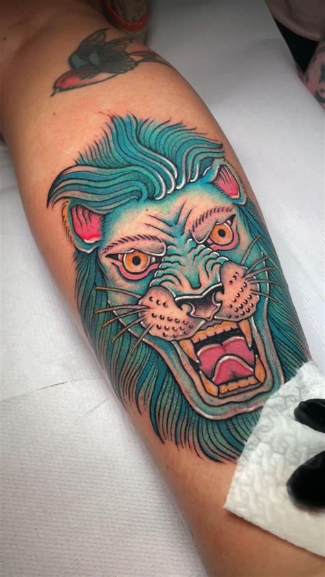 TRADITIONAL LION TATTOO - OLD SCHOOL LION TATTOO - @ANDYONETOTATTOO ...