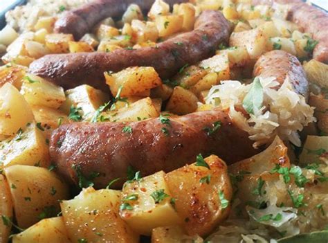 Baked Sausage, Potatoes And Sauerkraut | Grandma's Things