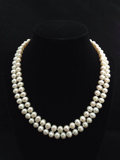 Genuine Pearl Necklace, AA+ Pearl Necklace, Double Strand Pearl Necklace, Multi… | Genuine pearl ...