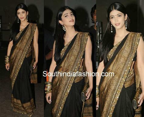 Shruti Hassan in Black Saree – South India Fashion