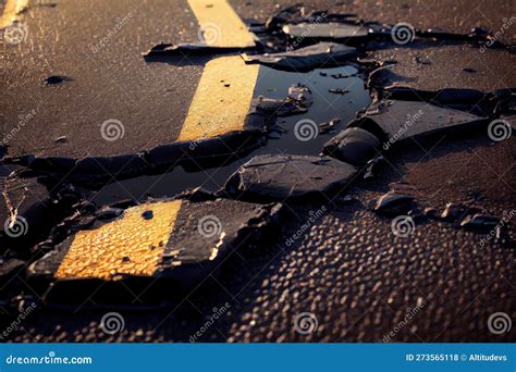 Close-up of Tar Repair on Damaged Road Surface Stock Photo - Image of ...