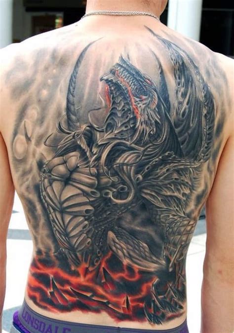 60 Dragon Back Tattoo Designs For Men - Breath Of Power