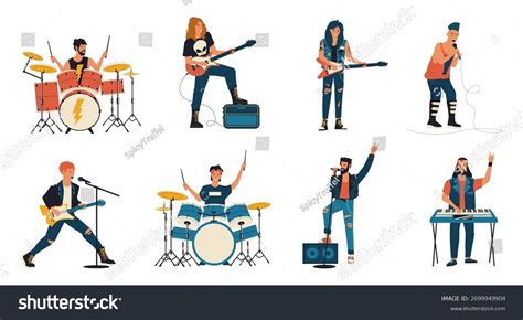 Rock Band Characters Cartoon Guitar Player Stock Vector (Royalty Free) 2099949904 | Shutterstock