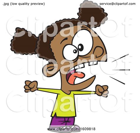 Clipart of a Cartoon Black Girl Yelling - Royalty Free Vector Illustration by toonaday #1609818