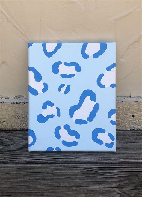 Blue Cheetah Print Canvas Hand Painted Art Dorm College House Decor Painting in 2021 | Simple ...