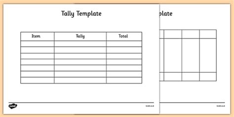 Tally Chart Template - Science Resource - Twinkl