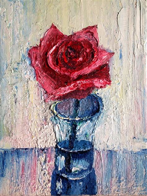 Original Red Rose oil painting Canvas art Rose painting Flower | Etsy