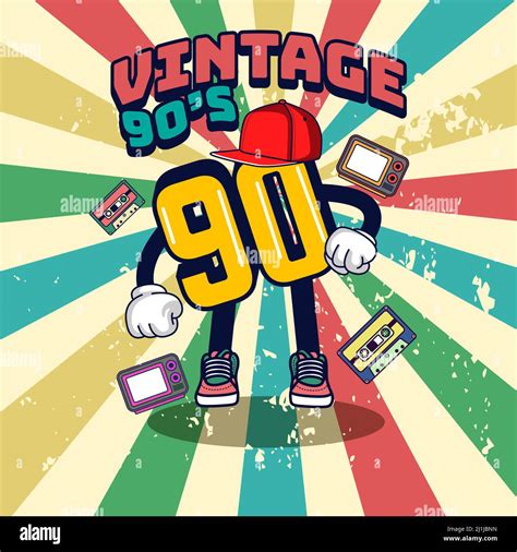 number Character vintage 90's illustration Stock Photo - Alamy