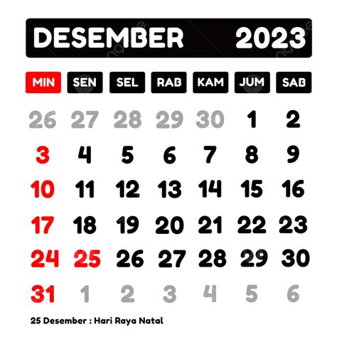 Indonesian Calendar With Holidays In December 2023, Calendar, 2023 ...