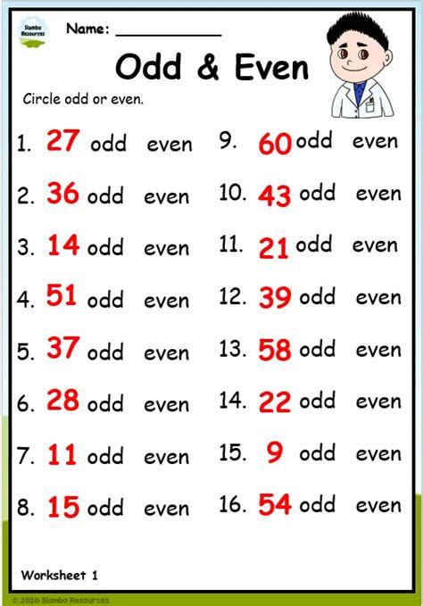 Odd Even Worksheet For Second Grade