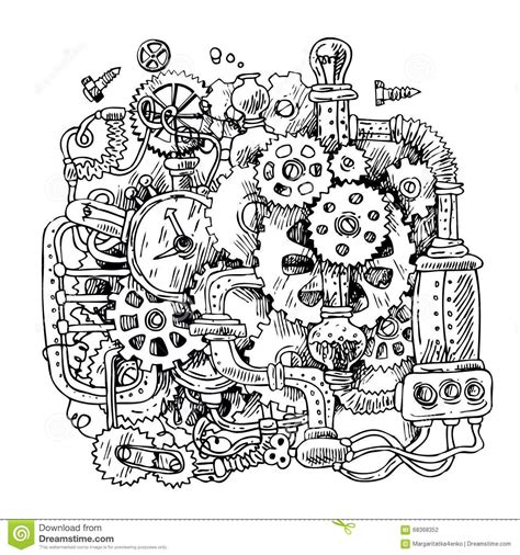 Sketch steampunk mechanism stock vector. Image of metal - 68368352 ...