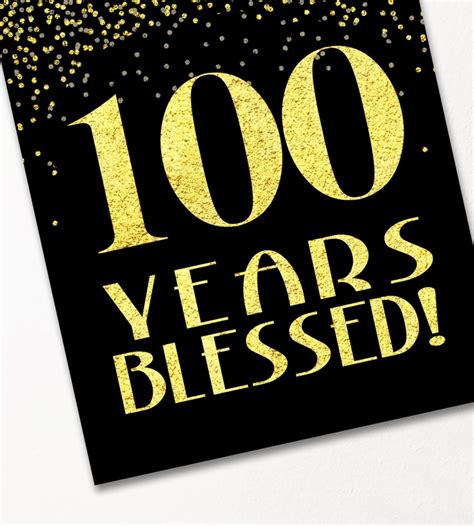 100 Years Blessed Birthday Sign PRINTABLE 100th Birthday - Etsy