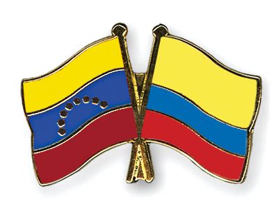 Crossed Flag Pins Venezuela-Colombia Flags