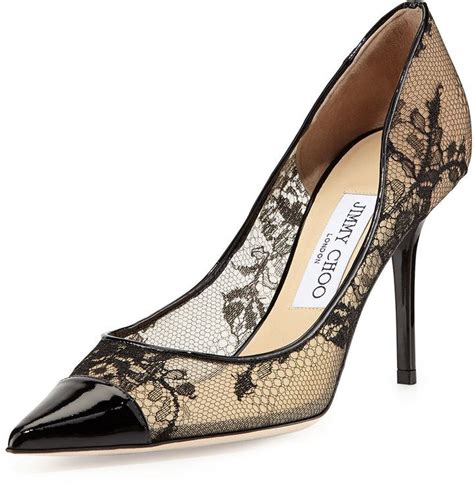 Jimmy Choo Alias Lace Pointed-Toe Pump, Black | Heels, Pointed toe ...