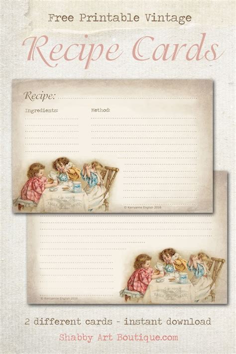 Free Printable Vintage Recipe Cards - Shabby Art Boutique