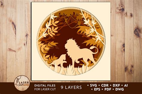 Cricut Svg PANEL LION Cricut Templates Laser Cut Files and Svg - Etsy