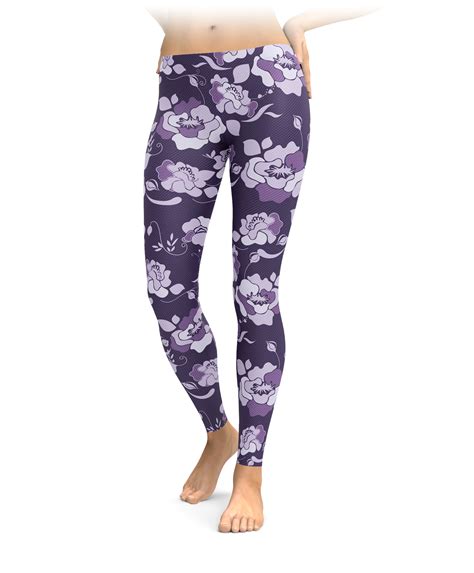 Dark Purple Floral Leggings