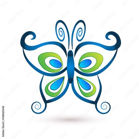 Blue butterfly logo Stock Vector | Adobe Stock