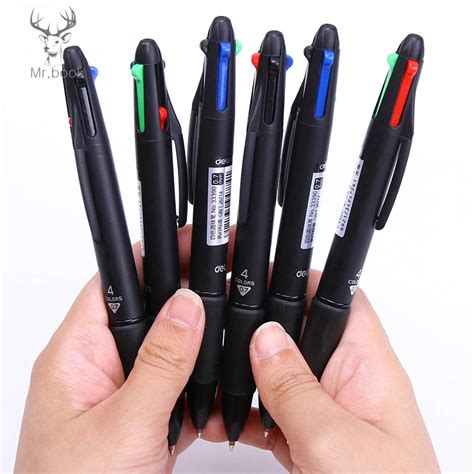 Multicolor Pen Fine Point 4 In 1 Colorful Retractable Ballpoint Pens Multi Function Pen Office ...