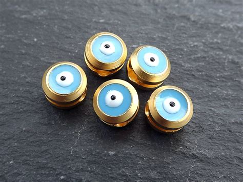 Evil Eye Beads Blue Evil Eye Enamel Evil Eye Bead Bead - Etsy