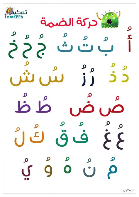 Arabic Alphabet with Damma Movement for Children Pronunciation