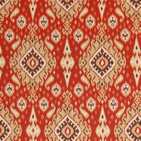 Brick Red Ikat Cotton Upholstery Fabric