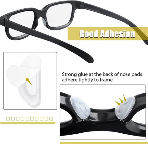 24 Pairs Adhesive Eye Glasses Nose Pads D Shape Stick on Anti-Slip Soft Silicone Adhesive Nose ...