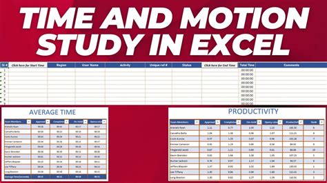 Excel Time & Motion study template - Calculate bench mark ...