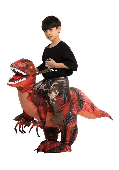 Kids Inflatable Riding-A-Red Raptor Costume