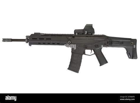 modern assault rifle with scope isolated on white background Stock Photo - Alamy