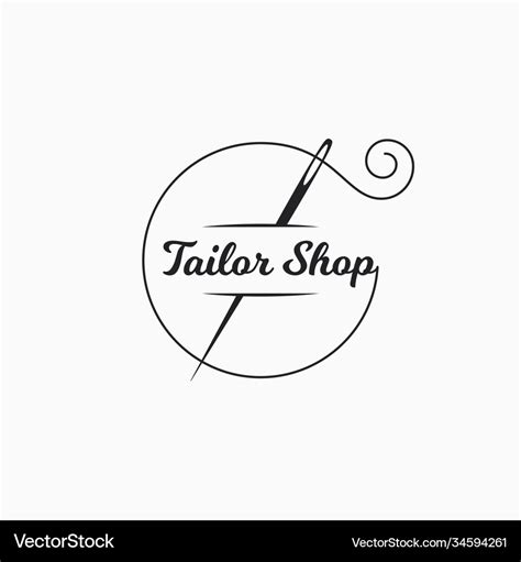 Sewing needle logo tailor shop with thread Vector Image