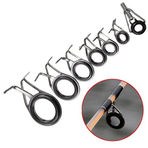 Toply Fishing Top Rings Rod Pole Repair Kit Line Guides Eyes 7Pcs Mixed Size High Cr Ni steel ...