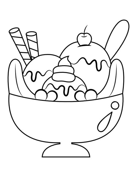 Printable Ice Cream Sundae Coloring Page