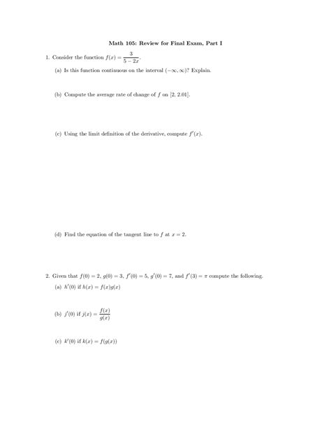 Stationary Point - Calculus - Exam - Docsity