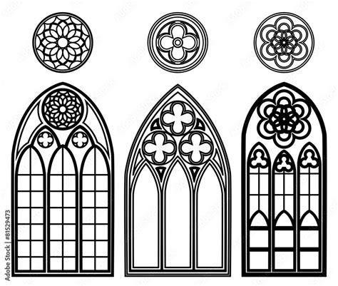 Gothic windows of cathedrals Stock Vector | Adobe Stock