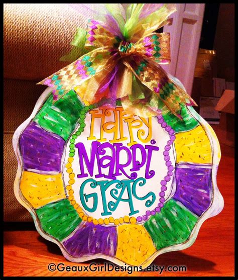 Mardi Gras King Cake Door Hanger. Mardi Gras Decoration Wreath. Unique ...