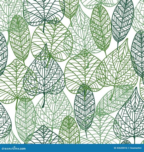 Green Leaves Seamless Pattern Stock Vector - Illustration of graphic ...