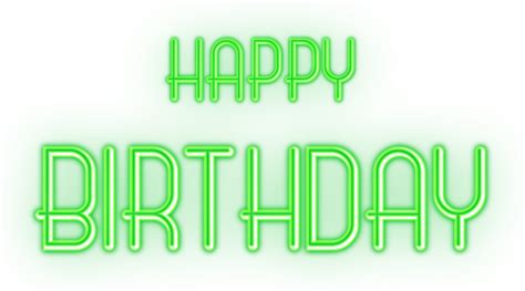 Happy Birthday Glowing Green Text Transparent Image | Gallery Yopriceville - High-Quality Free ...