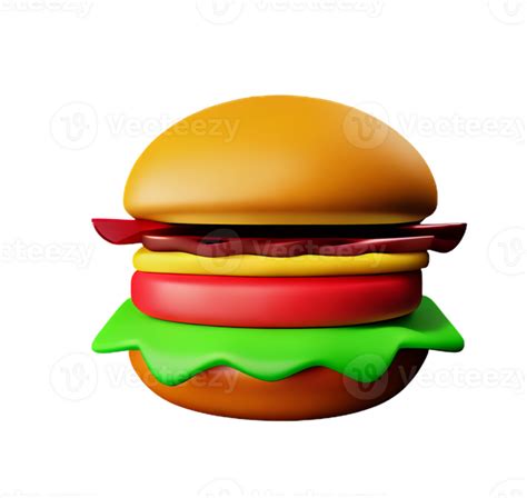 hamburger burger fast food breakfast 3d american beef cheese bacon roast lettuce bread ai ...