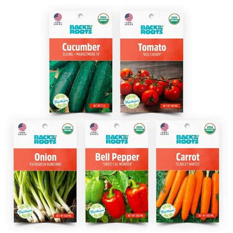 Back to the Roots Organic Vegetable Seeds Variety (5-Pack) 50062 - The Home Depot