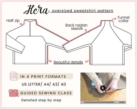 Sweatshirt Pattern Oversized Sweatshirt Sewing Pattern - Etsy