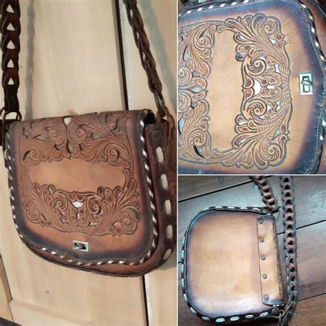 Vintage tooled leather bag | Etsy