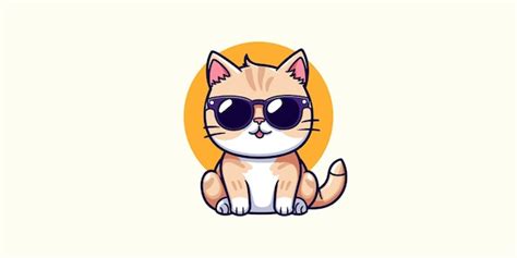 Premium Vector | Cool Cat Logo GlassesWearing Feline Illustration for ...