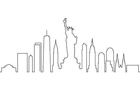 NEW YORK USA Line Skyline City Outline Silhouette Vector - Etsy